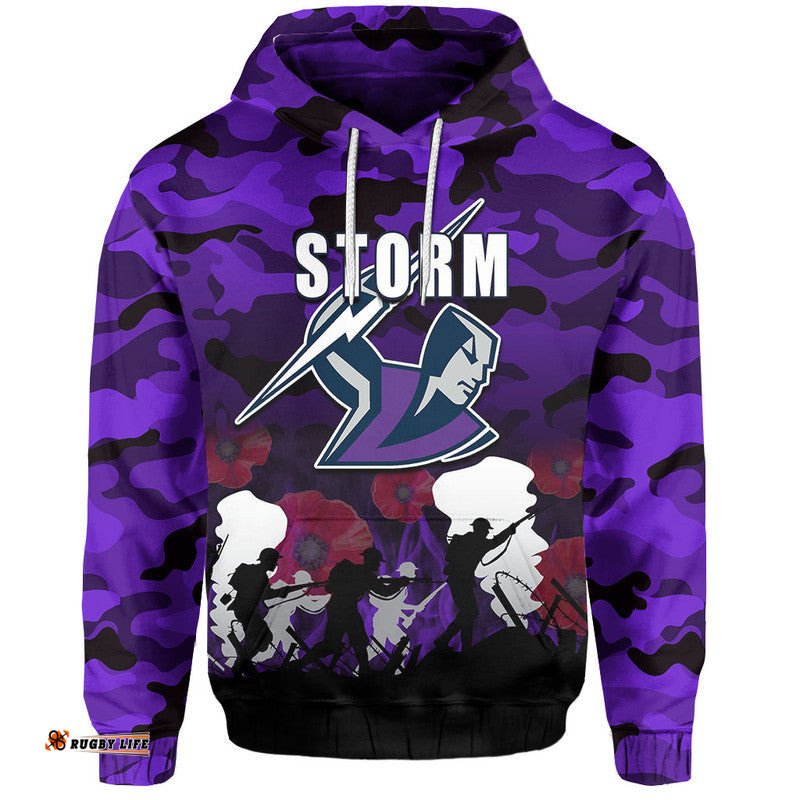 custom personalised nrl anzac day hoodie storm army style
