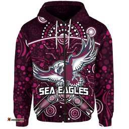 custom personalised sea eagles rugby zip up and pullover hoodie boomerang indigenous dots