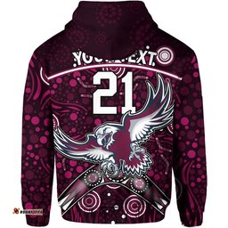 custom personalised sea eagles rugby zip up and pullover hoodie boomerang indigenous dots