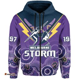custom text and number melbourne storm rugby hoodie indigenous boomerang gradient style
