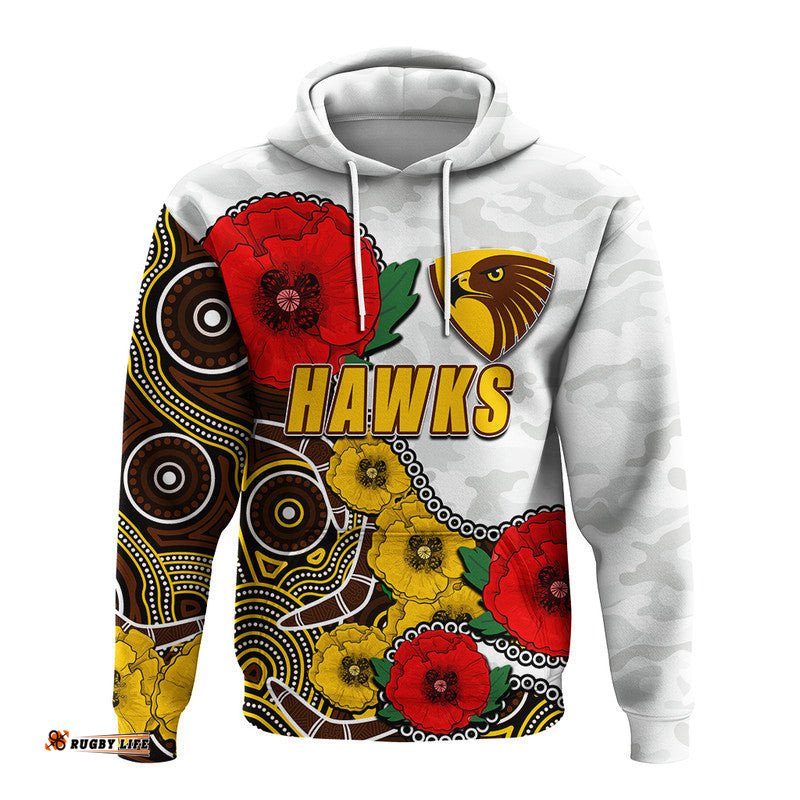 custom personalised anzac day afl hawks army mix aboriginal hoodie