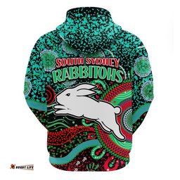 rabbitohs rugby zip up and pullover hoodie aboriginal dots verion