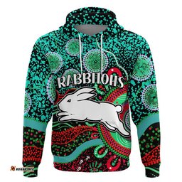 rabbitohs rugby zip up and pullover hoodie aboriginal dots verion