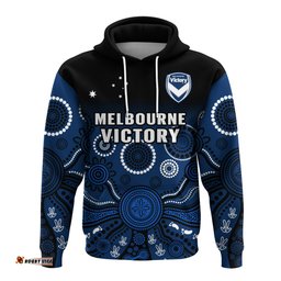 custom text and number melbourne victory football hoodie aboriginal art