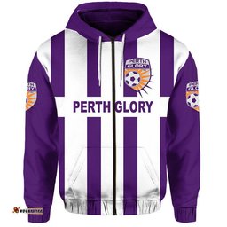 custom personalised perth glory zip up and pullover hoodie soccer club original style white