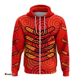 custom personalised boomerang aboriginal dot patterns hoodie red style
