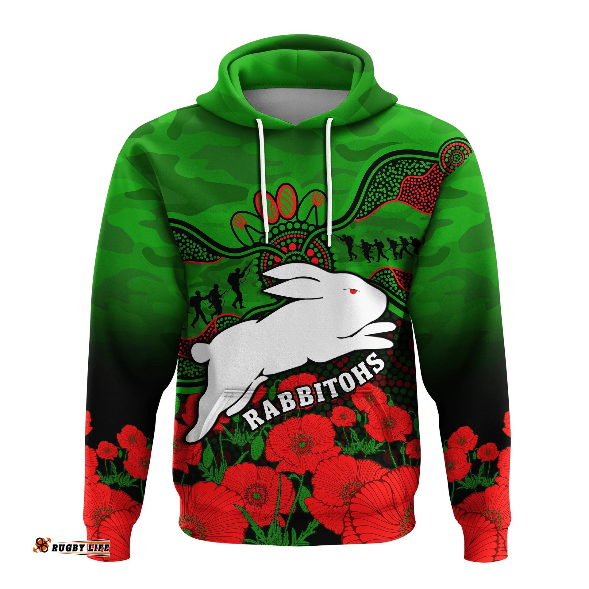 rabbitohs rugby anzac hoodie south sydney camouflage poppy aboriginal