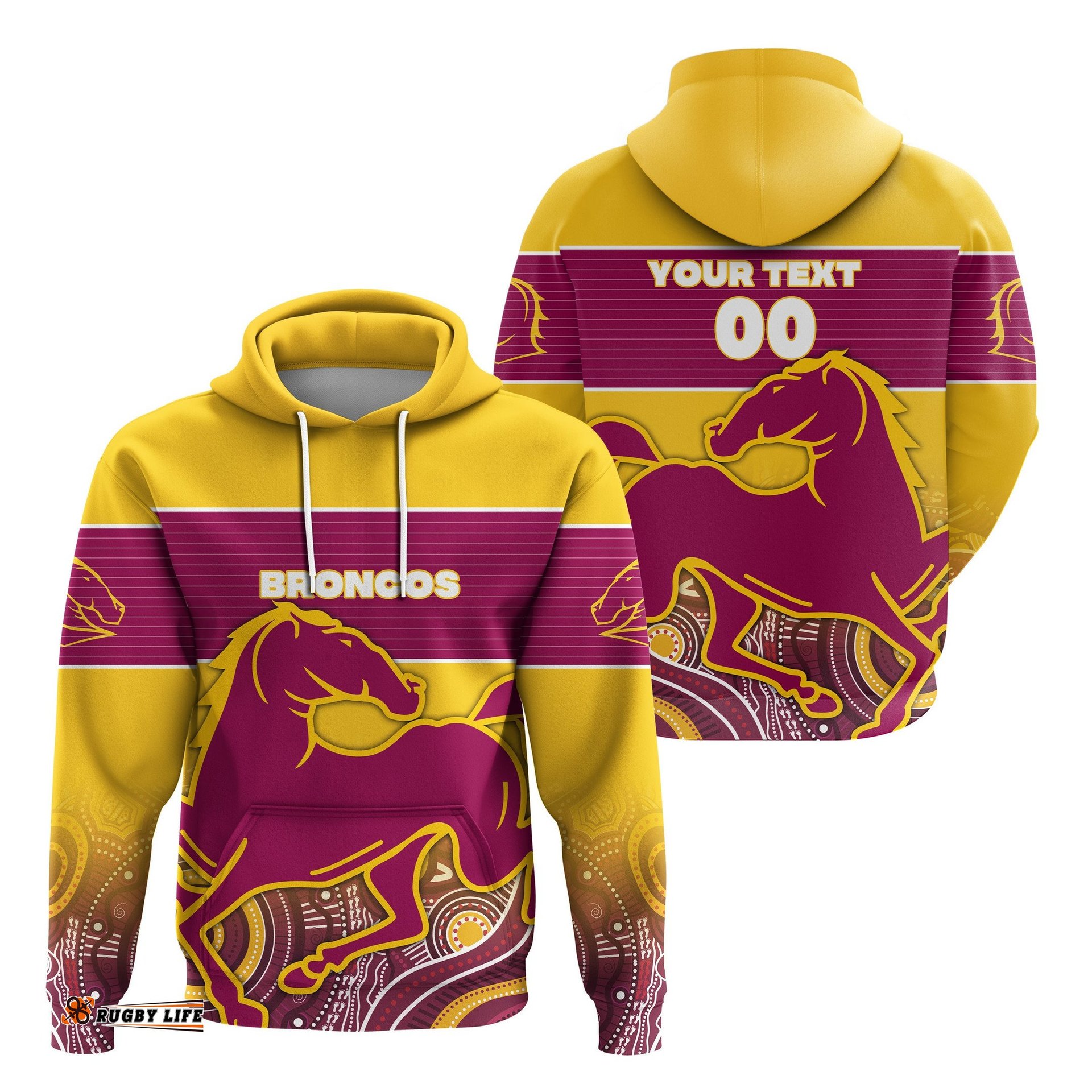 custom personalised brisbane hoodie broncos indigenous aboriginal sport style