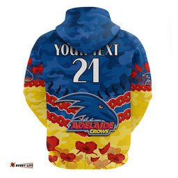 custom personalised adelaide crows football anzac zip up and pullover hoodie lest we forget