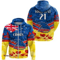 custom personalised adelaide crows football anzac zip up and pullover hoodie lest we forget