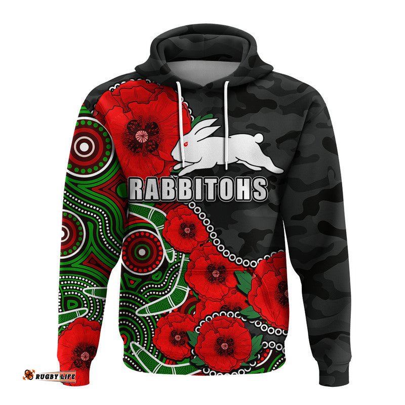 custom personalised anzac day nrl rabbitohs army mix aboriginal hoodie no2