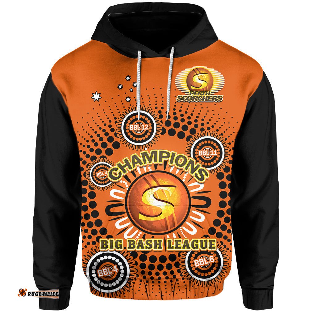 perth scorchers cricket hoodie indigenous 5th champions bbl proud