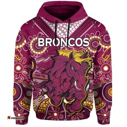 broncos rugby hoodie indigenous pattern artsy ver01