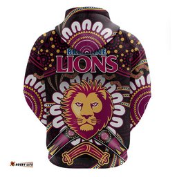 brisbane lions football zip up and pullover hoodie boomerang indigenous dots