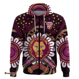 brisbane lions football zip up and pullover hoodie boomerang indigenous dots