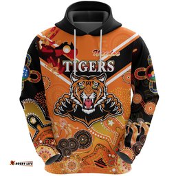 Wests Hoodie Tigers Indigenous NAIDOC Heal Country! Heal Our Nation Orange NO.1