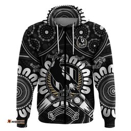 custom personalised magpies football zip up and pullover hoodie boomerang indigenous dots