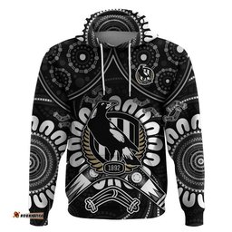 custom personalised magpies football zip up and pullover hoodie boomerang indigenous dots