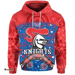 custom personalised knights rugby zip up and pullover hoodie novocastrians boomerang indigenous dots