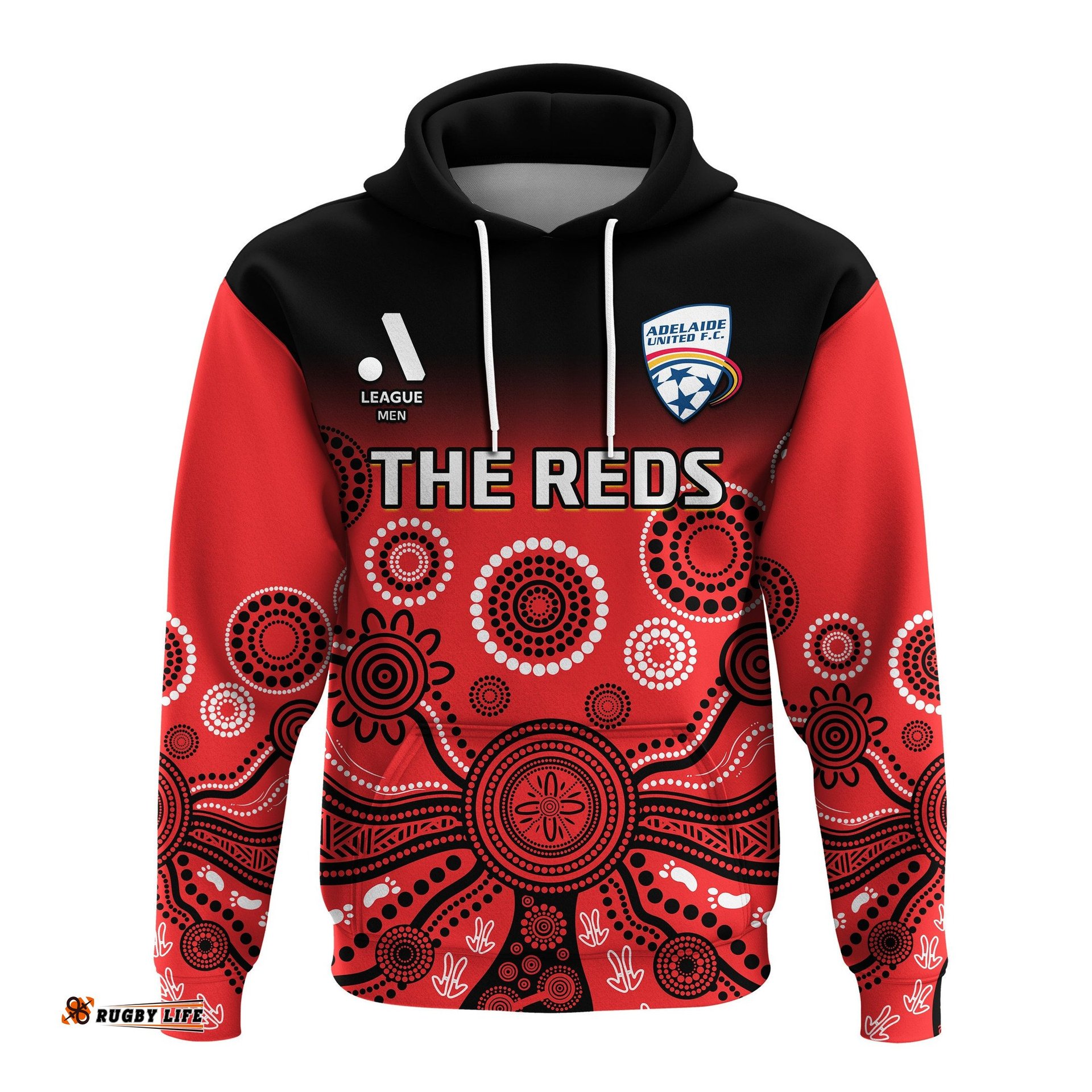 adelaide united football hoodie indigenous art