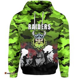 custom personalised nrl anzac day hoodie raiders army style