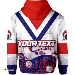 Custom Personalised Roosters Hoodie Aboriginal White Style