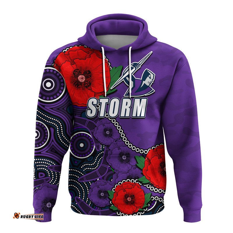 custom personalised anzac day nrl storm army mix aboriginal hoodie