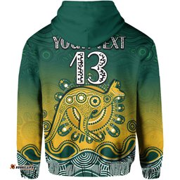 custom text and number wallabies rugby australia hoodie aboriginal