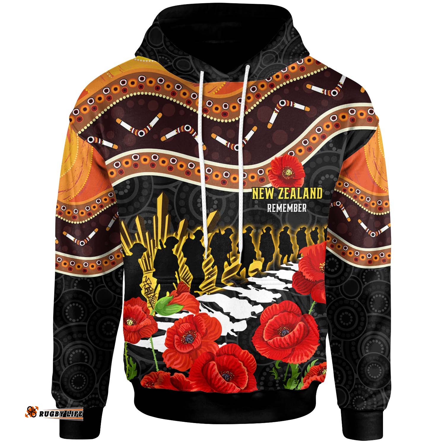 new zealand anzac day hoodie custom personalised remembrance with poppy flower anzac