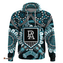 custom personalised port adelaide power zip up and pullover hoodie boomerang indigenous dots