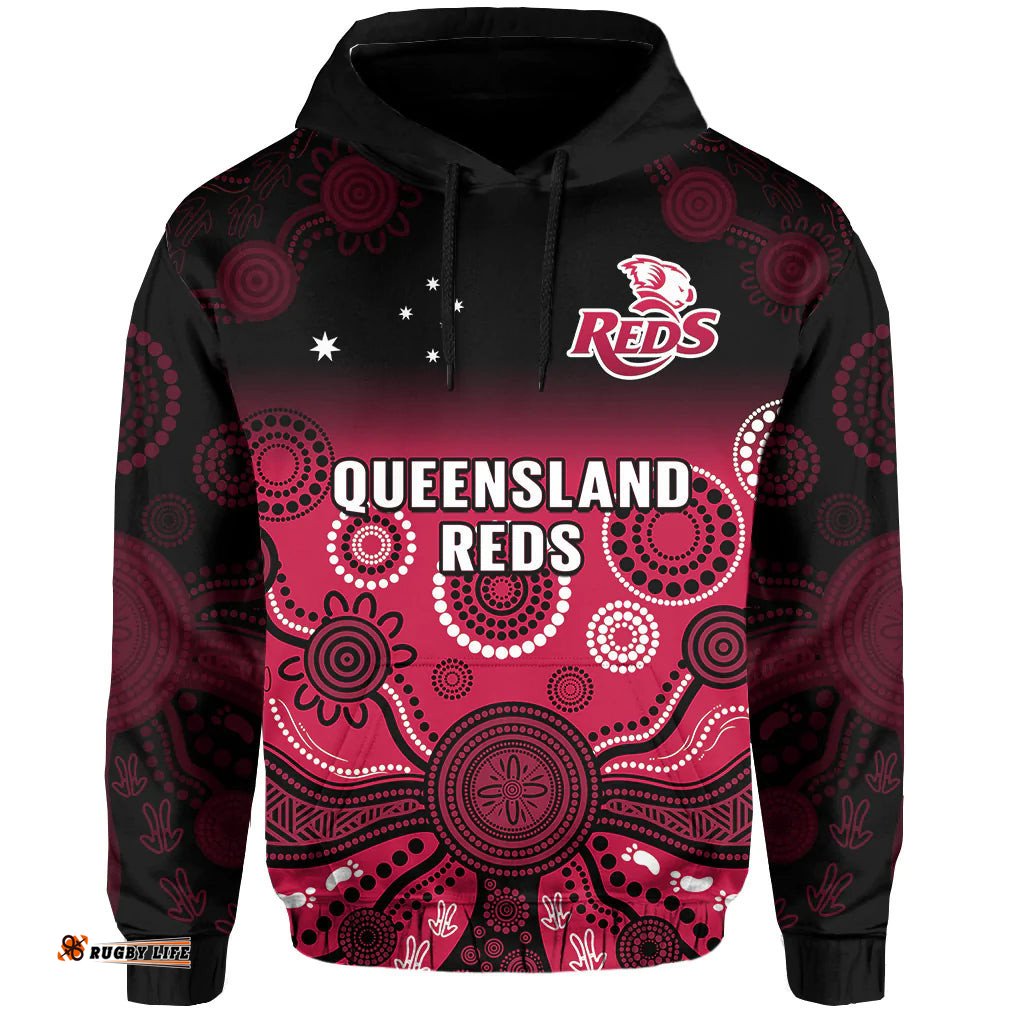 queensland reds rugby hoodie gradient aboriginal