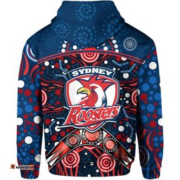 roosters rugby zip up and pullover hoodie boomerang indigenous dots