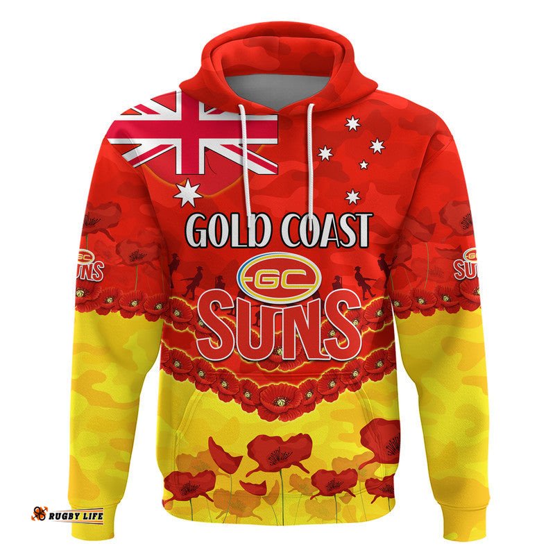 suns football anzac zip up and pullover hoodie lest we forget