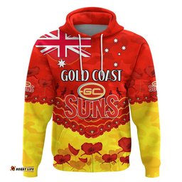 suns football anzac zip up and pullover hoodie lest we forget