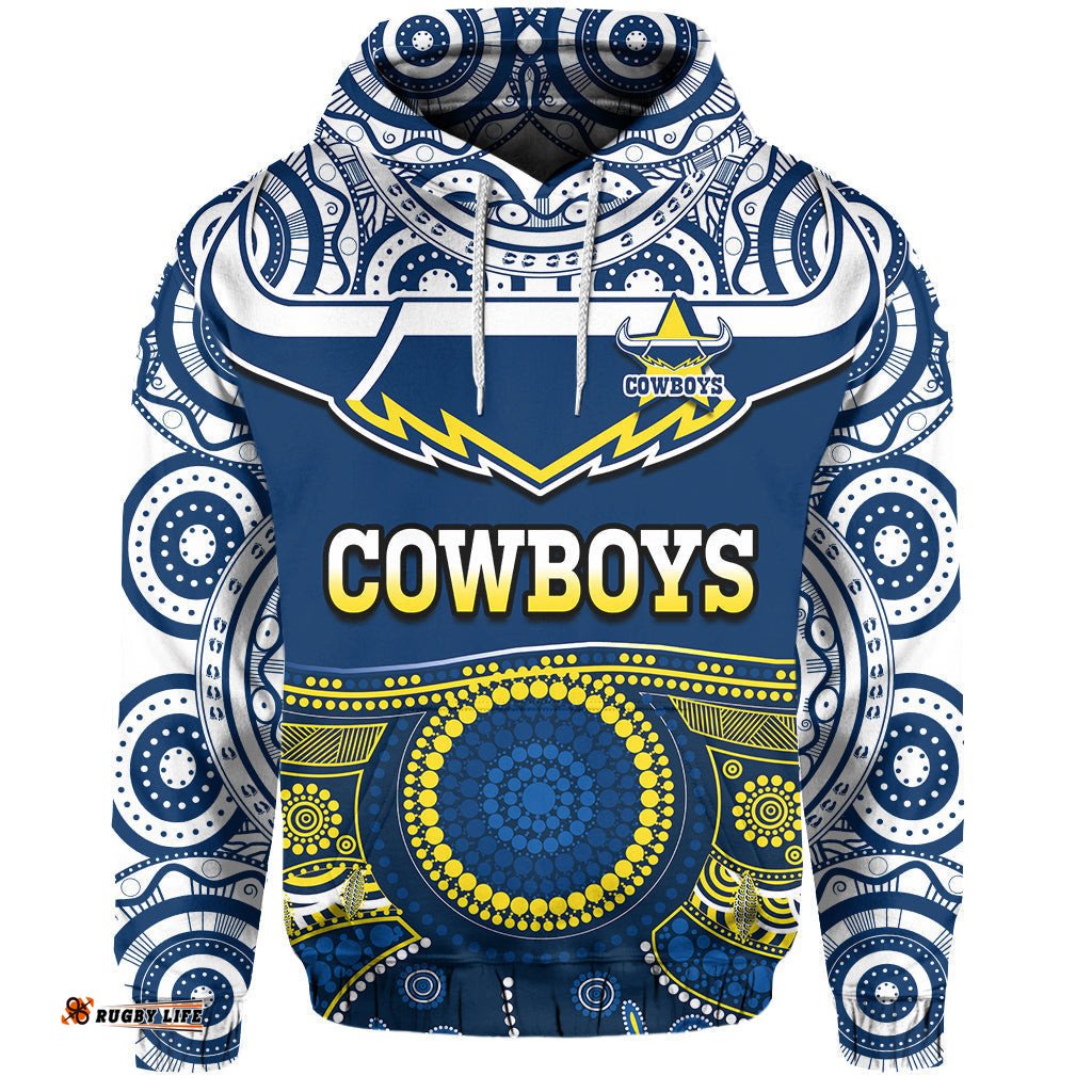 cowboys rugby hoodie aboriginal art