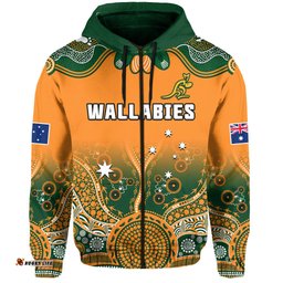 custom text and number australia rugby hoodie wallabies kangaroo orange aboriginal