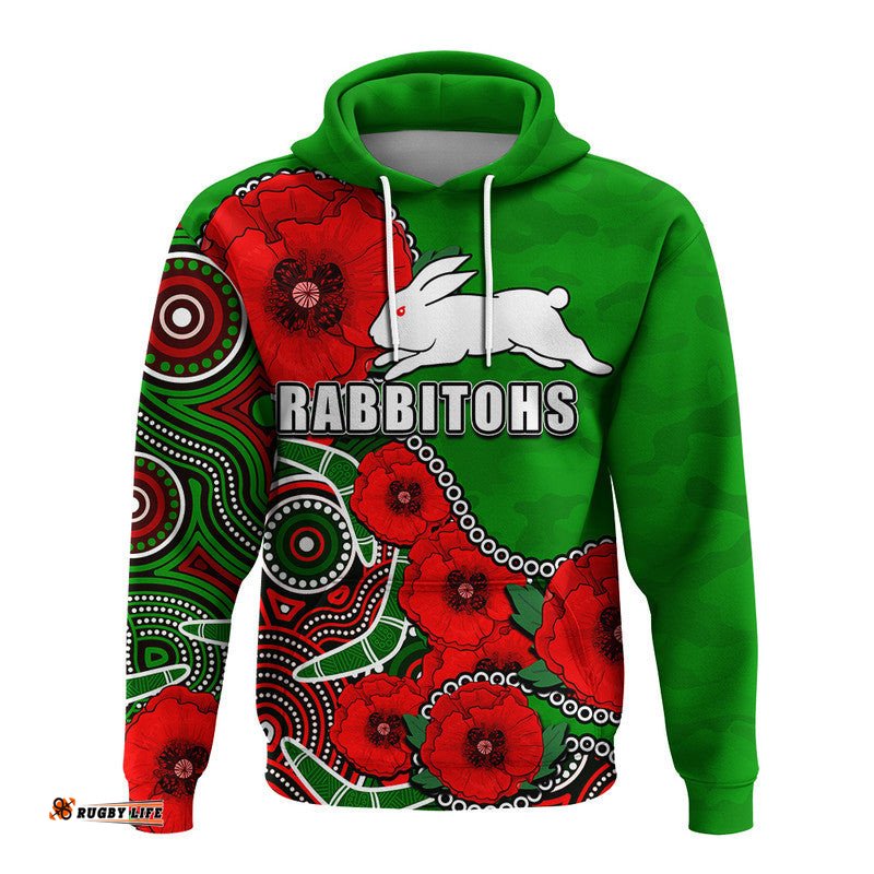 custom personalised anzac day nrl rabbitohs army mix aboriginal hoodie no1