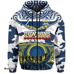custom text and number cowboys rugby anzac hoodie indigenous poppy mix camouflage