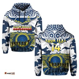 custom text and number cowboys rugby anzac hoodie indigenous poppy mix camouflage