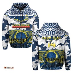 custom text and number cowboys rugby anzac hoodie indigenous poppy mix camouflage