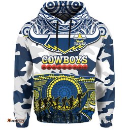 custom text and number cowboys rugby anzac hoodie indigenous poppy mix camouflage