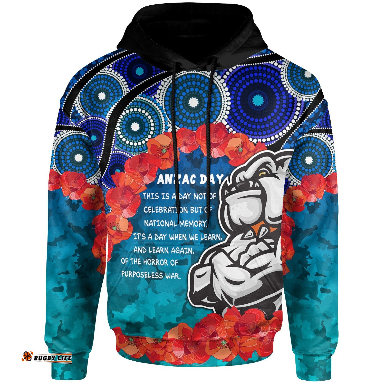 australia canterbury bankstown anzac custom hoodie aussie anzac bulldog hoodie