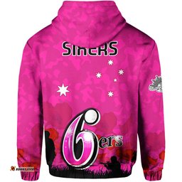 sydney sixers cricket hoodie anzac day camouflage poppy lest we forget