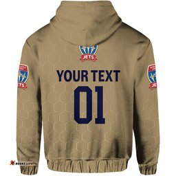custom personalised newcastle jets zip up and pullover hoodie soccer club original style gold