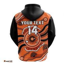 custom text and number brisbane roar football hoodie go lions aboriginal