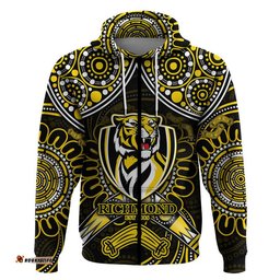 custom personalised richmond tigers football zip up and pullover hoodie boomerang indigenous dots