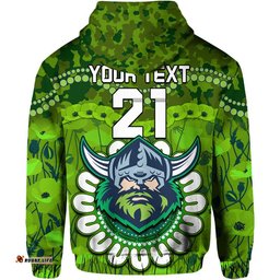 custom personalised raiders rugby anzac zip up and pullover hoodie camouflage poppy