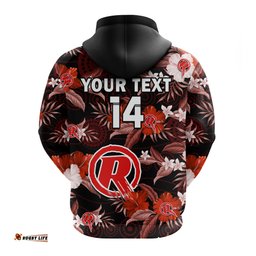 custom text and number melbourne renegades cricket hoodie aboriginal art mix tropical flowers