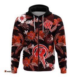 custom text and number melbourne renegades cricket hoodie aboriginal art mix tropical flowers