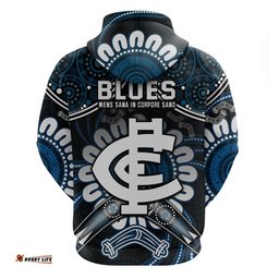 blues football zip up and pullover hoodie boomerang indigenous dots